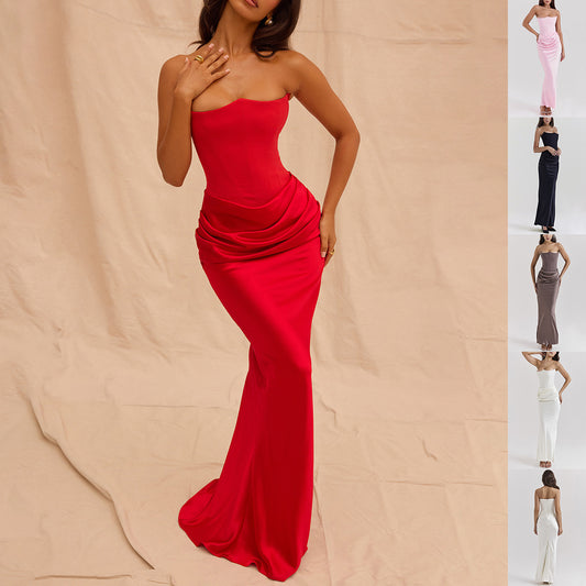 Slim Tube Top Long Sexy Fashion Backless Party Evening Dress For Women Clothing