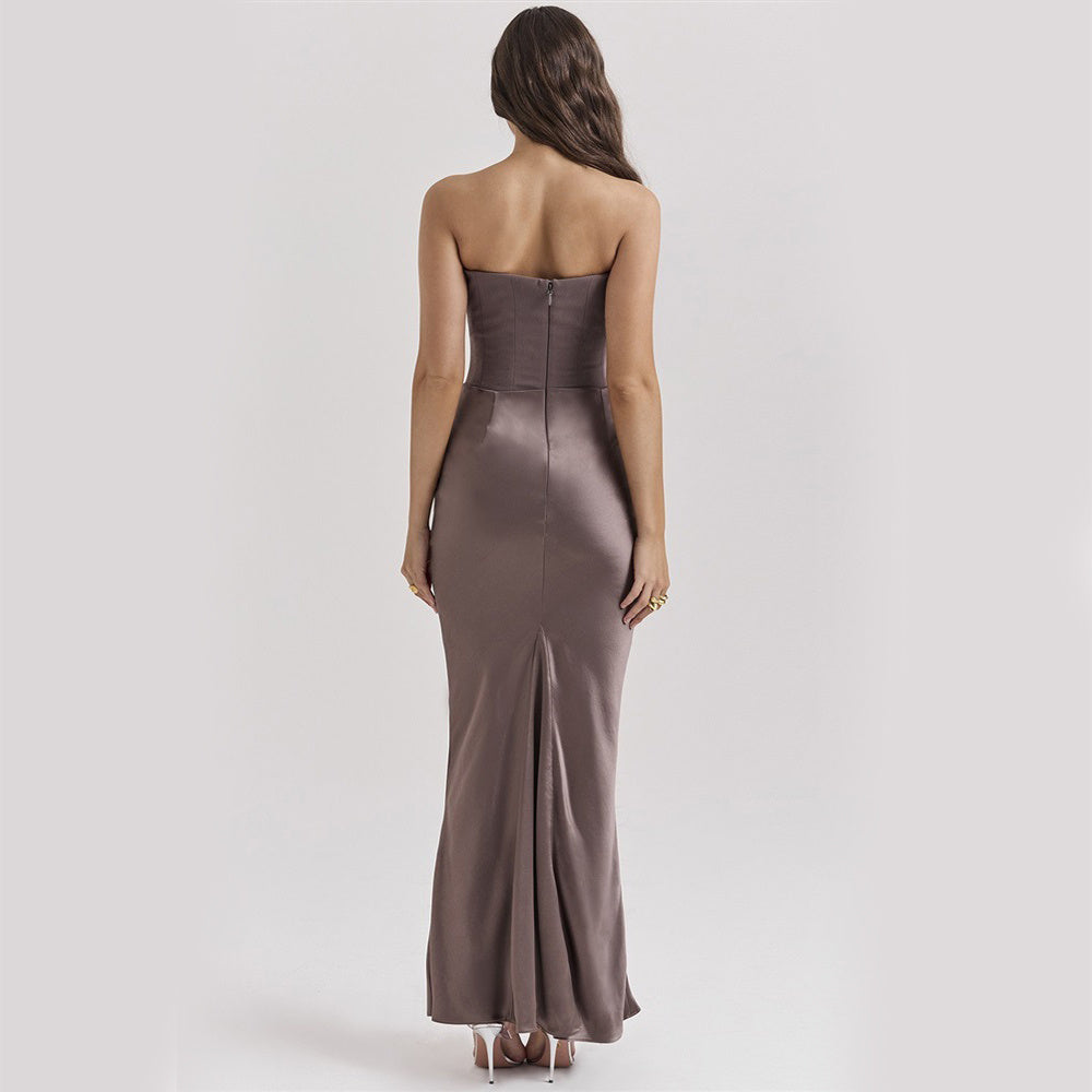 Slim Tube Top Long Sexy Fashion Backless Party Evening Dress For Women Clothing